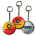 2" Round Metallic Key Chain w/ 3D Lenticular Changing Color Effects - Red/Yellow/Green (Custom)